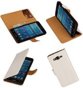 PU Leder Wit Samsung Galaxy Grand Prime Book/Wallet Case/Cover