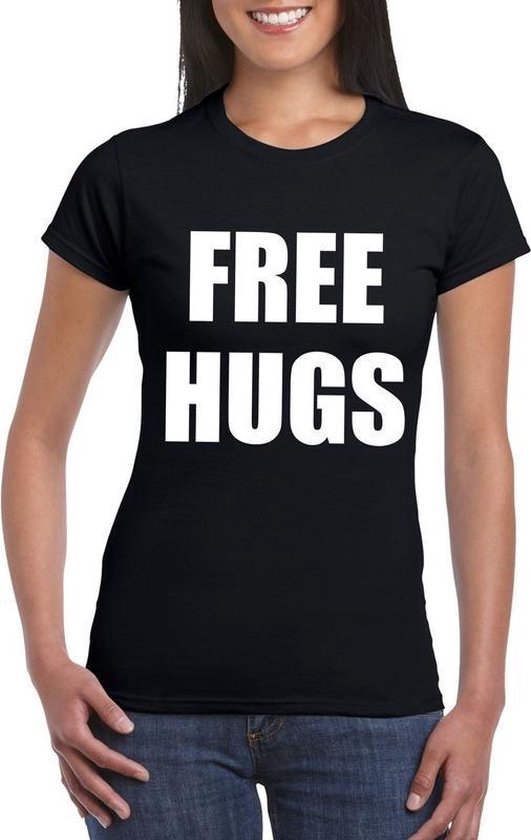 Free hugs tekst t-shirt zwart dames XL | bol.com