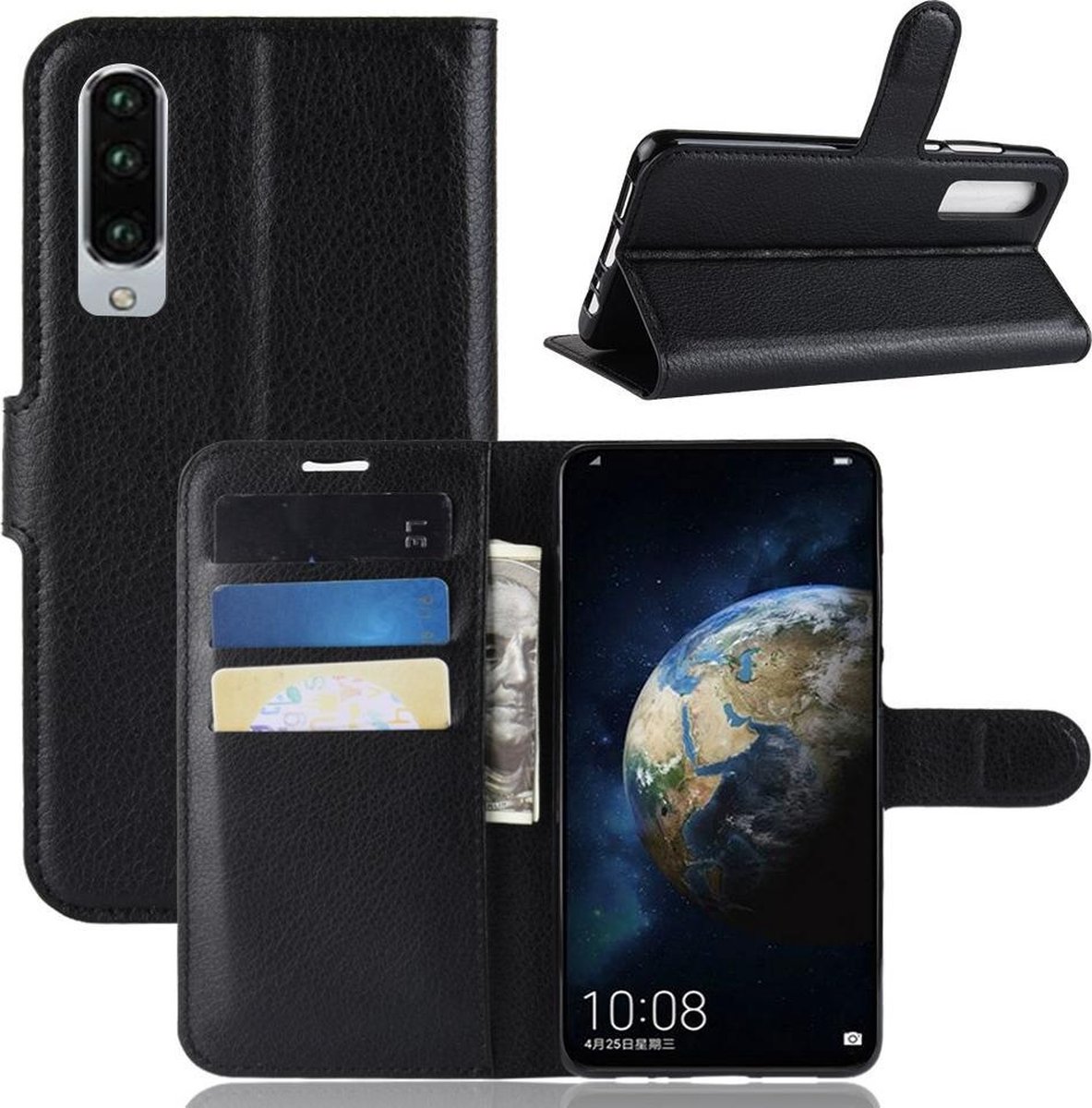 Book Case - Geschikt voor Huawei P30 Hoesje - Zwart