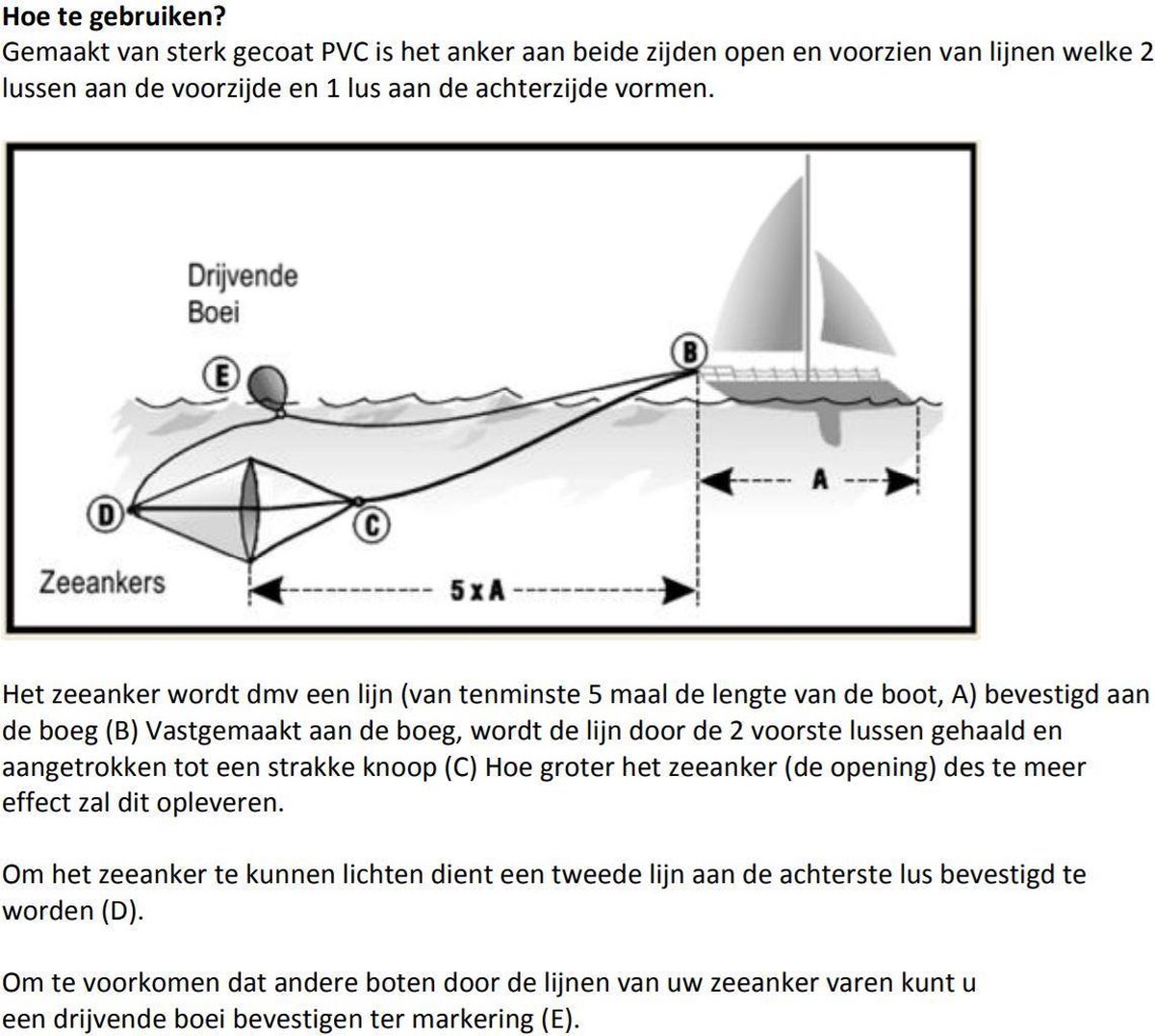 Lalizas Zeeanker voor 7,5 meter Bootlengte (25 ft)