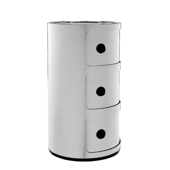 Kartell Componibili kast Kartell 3deurs chroom bol