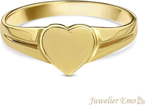 Juwelier Emo - 14 Karaat Gouden Kinderring meisjes met Hart - GLANS LOOK - KIDS - MAAT 12.50