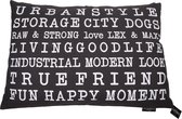 Lex & Max Tekst Urban - Losse hoes voor hondenkussen - Rechthoek - Antraciet - 100x70cm
