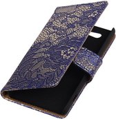 Sony Xperia Z4 Compact Lace Kant Bookstyle Wallet Hoesje Blauw - Cover Case Hoes
