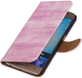 Hagedis Bookstyle Wallet Case Hoesje Geschikt voor Samsung Galaxy S4 i9500 Roze