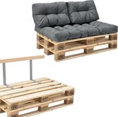 [en.casa]® Tweezitsbank - palletsofa - compleet - lichtgrijs