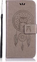 Shop4 - Samsung Galaxy A50 Hoesje - Wallet Case Dromenvanger Uil Grijs