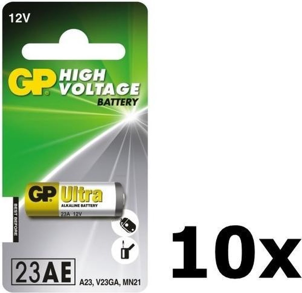 10 Stuks - GP A23 23A 23GA E23A MN21 12V batterij