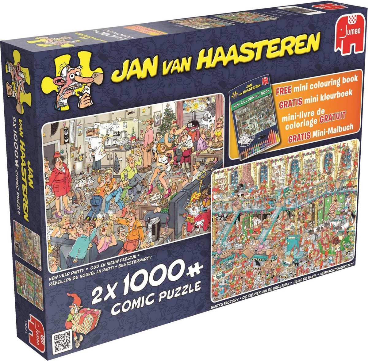 Luchtvaart vergeven onderschrift Jan van Haasteren Fijne Feestdagen 2in1 puzzel - 2x 1000 stukjes + Mini  Kleurboek | bol.com