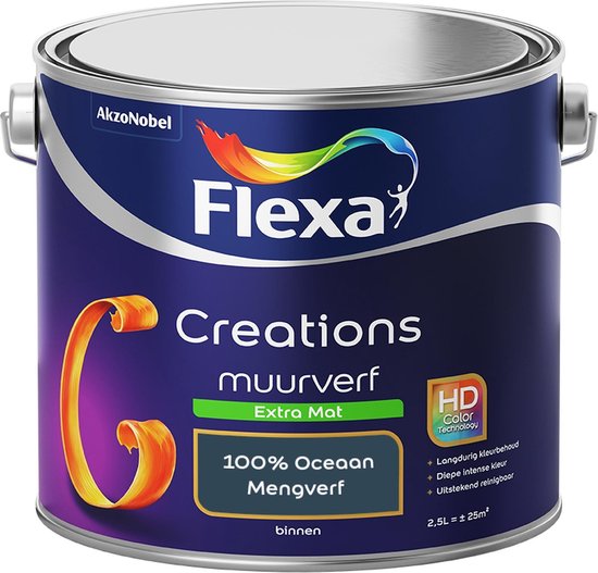 Flexa Creations - Muurverf Extra Mat - 100% Oceaan - Mengkleuren Collectie- 2,5 Liter