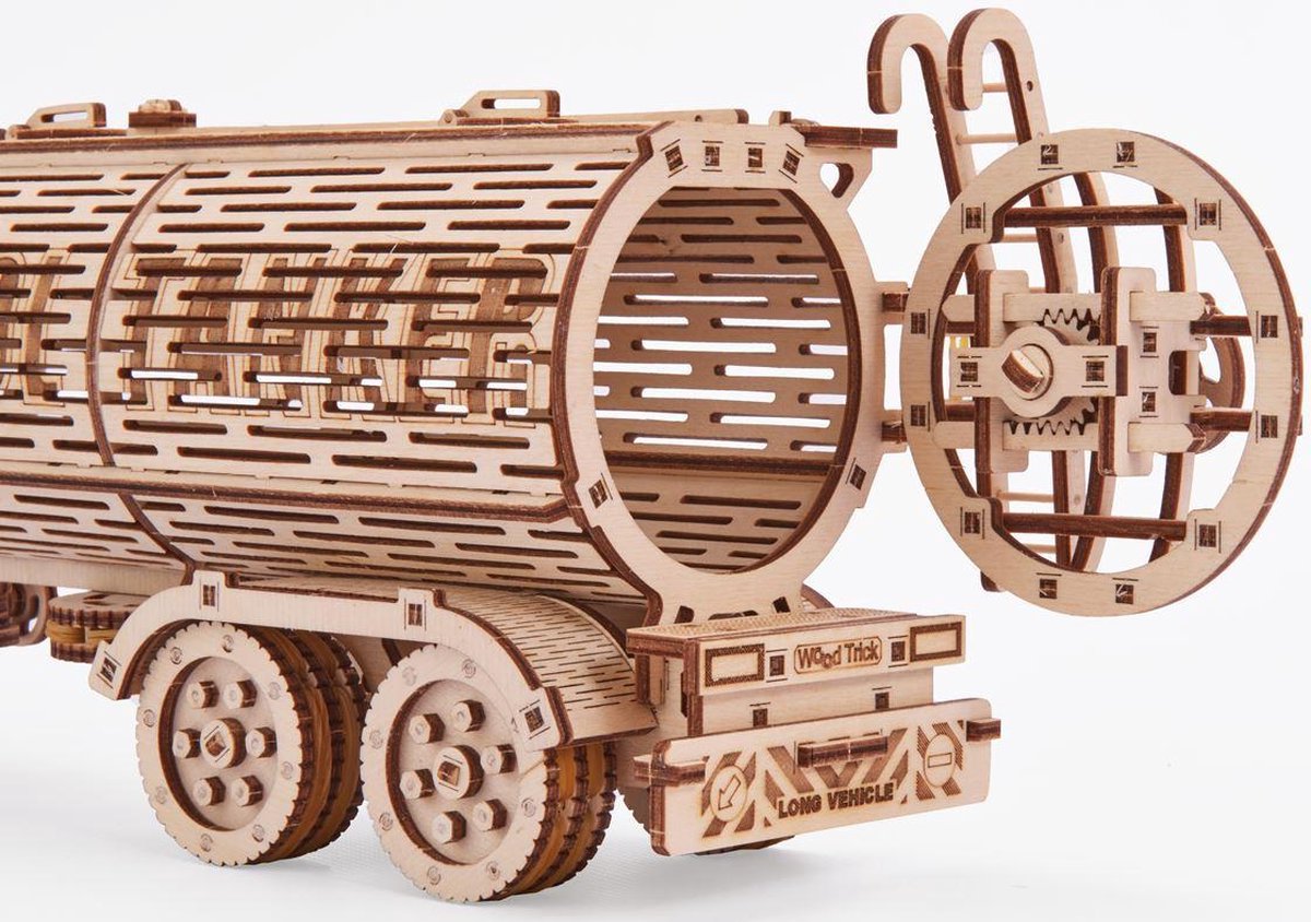 Wood Trick – Modelbouw 3D houten puzzel – de Tankaanhangwagen – Tank Trailer – Uitbreiding op Grote Vrachtwagen Big Rig - 220 stuks - Geen lijm noch verf nodig! — afbeelding 5