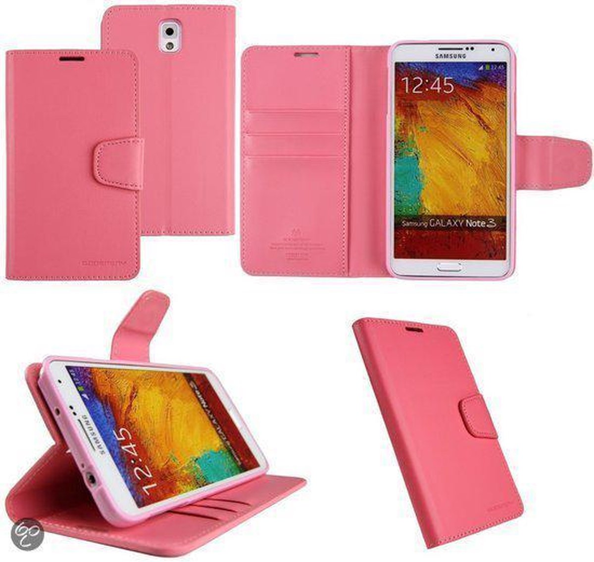 Goospery Sonata Leather case hoesje Samsung Galaxy Note 3 N9000 N9005 Licht roze