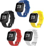 5-pack Siliconen Armband Voor de Fitbit Versa, Versa Lite, Versa 2 - Horloge Band - Large