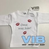 VIB® - Baby T-Shirt Oma was hier (Wit)-(3-6 mnd) - Babykleertjes - Baby cadeau
