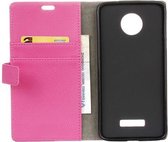 Litchi cover roze wallet case hoesje Motorola Moto Z
