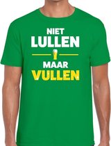 Niet Lullen maar Vullen tekst t-shirt groen voor heren - heren feest t-shirts XL