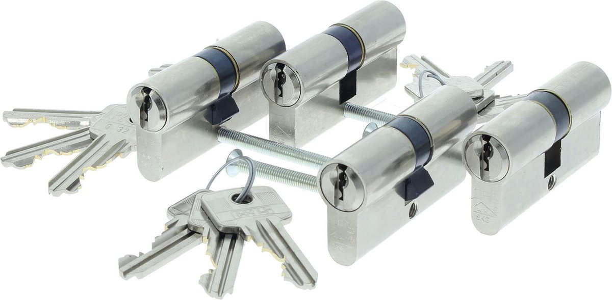 STARX PROFIELCILINDER VERNIKKELD 60MM GELIJKSLUITEND SKG2