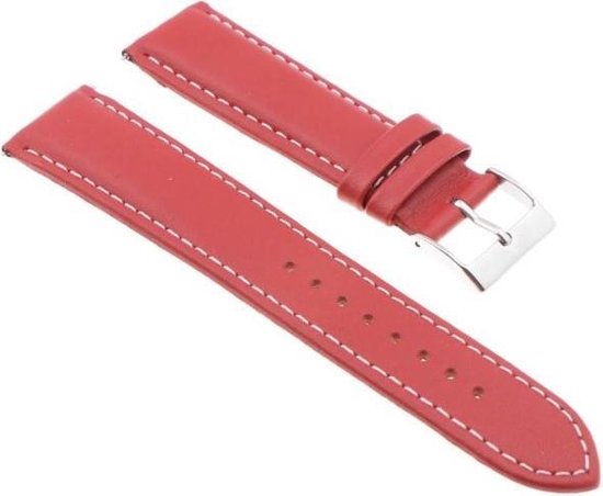 Leren Rood Horlogeband - 22mm - Quick Release