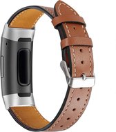 YONO Bandje geschikt voor Fitbit Charge 4 – Charge 3 – Leer - Bruin