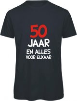 50 jaar - 50 jaar abraham - 50 jaar sarah - 50 jaar verjaardag - T-shirt 50 jaar en alles voor elkaar - Maat M - Zwart T-shirt korte mouw