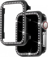 DrPhone TPU Bling Case met Kristal Diamanten Look - Beschermend frame – Geschikt Voor Apple Watch 1/2/3 38mm  – Zwart