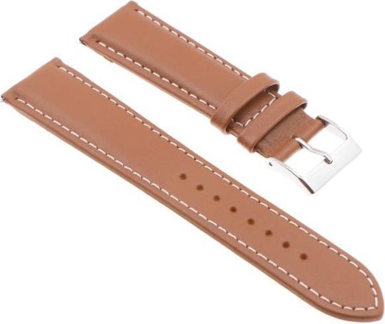Leren Lichtbruin horlogeband 22mm Quick release bol