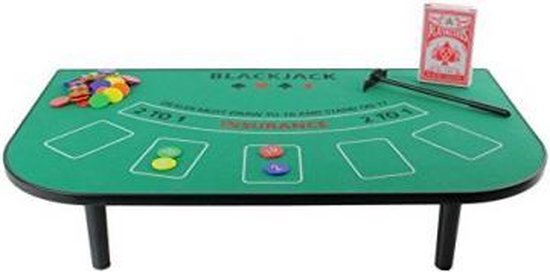 Oneffenheden Rang aansporing Casino Blackjack Tafel Spel Set - Met Kleed, Speel Fiches & Kaartspel - |  bol.com