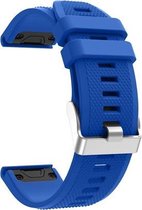 Siliconen Horloge Band Geschikt Met Garmin Fenix 3 (HR) / 5X (Plus) / Sapphire Strap - Armband Polsband Sportband - 26MM Quickfit - Small/Large -Blauw