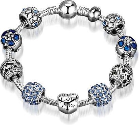 Bracelet Charm Montebello Cali Blue - Zircone - Métal argenté - 19 cm