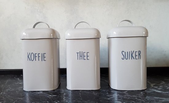 Maak avondeten Fietstaxi Horen van Landelijke suiker,thee en koffie bussen grijs | bol.com