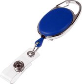 Fako Bijoux® - Uittrekbare Sleutelhanger Met Koord - Rolspeld - Yoyo - Jojo - Skipashouder - Nylon - 36x56mm - Blauw