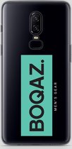 BOQAZ. OnePlus 6 hoesje - Labelized Collection - Turquoise print BOQAZ