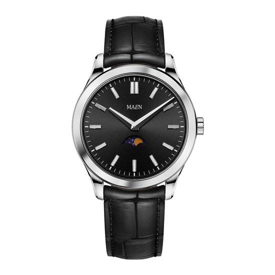 MAEN - Manhatten 40 - Moonphase Horloge - jet black - polished | bol.com