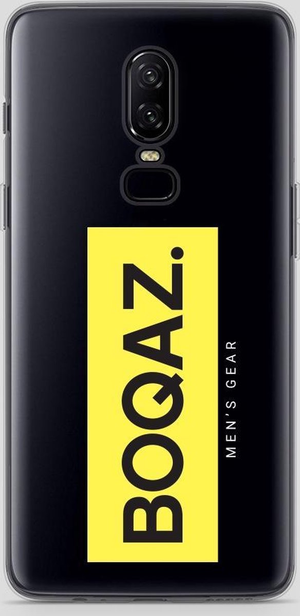 BOQAZ. OnePlus 6 hoesje - Labelized Collection - Yellow print BOQAZ