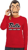 Rood Bella Ciao sweatshirt maat XS - met La Casa de Papel masker voor dames - kostuum