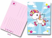 8x Uitnodigingskaartjes met eenhoorn print voor uw kinderfeestje - Feestartikelen unicorn thema