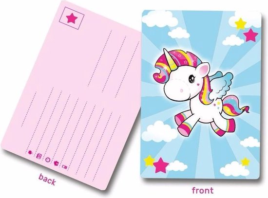 8x Uitnodigingskaartjes met eenhoorn print voor uw kinderfeestje - Feestartikelen unicorn thema