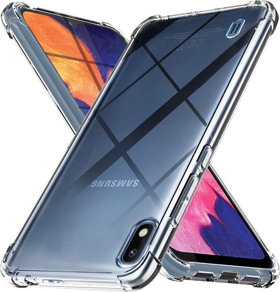 Samsung Galaxy A10 Hoesje - Anti Hybrid Back Cover & Glazen Screenprotector -... | bol.com