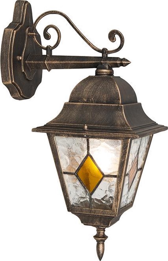 QAZQA antigua - Landelijke Wandlamp voor buiten - 1 lichts - D 255 mm - Brons - Buitenverlichting