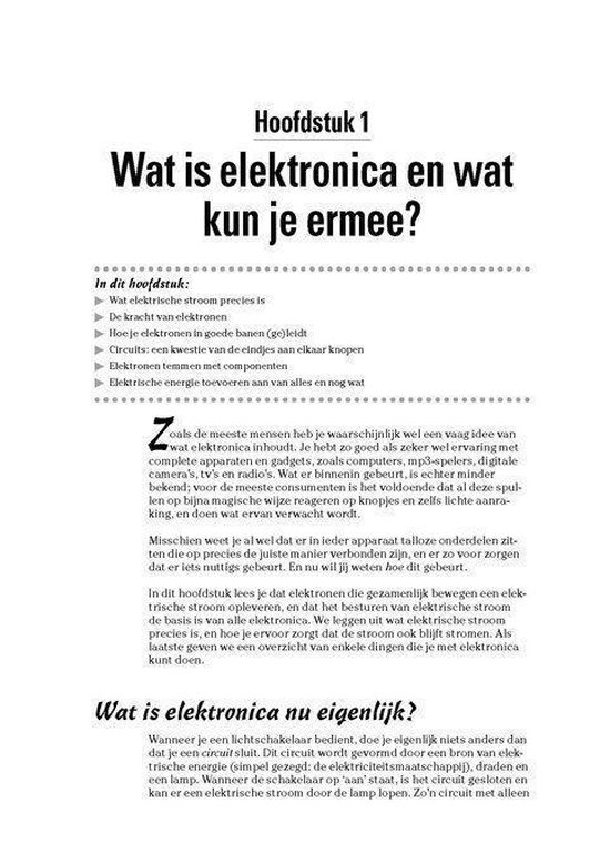 Hoofdstuk 1: Wat is elektronica en wat kun je ermee? Pagina met tekst.