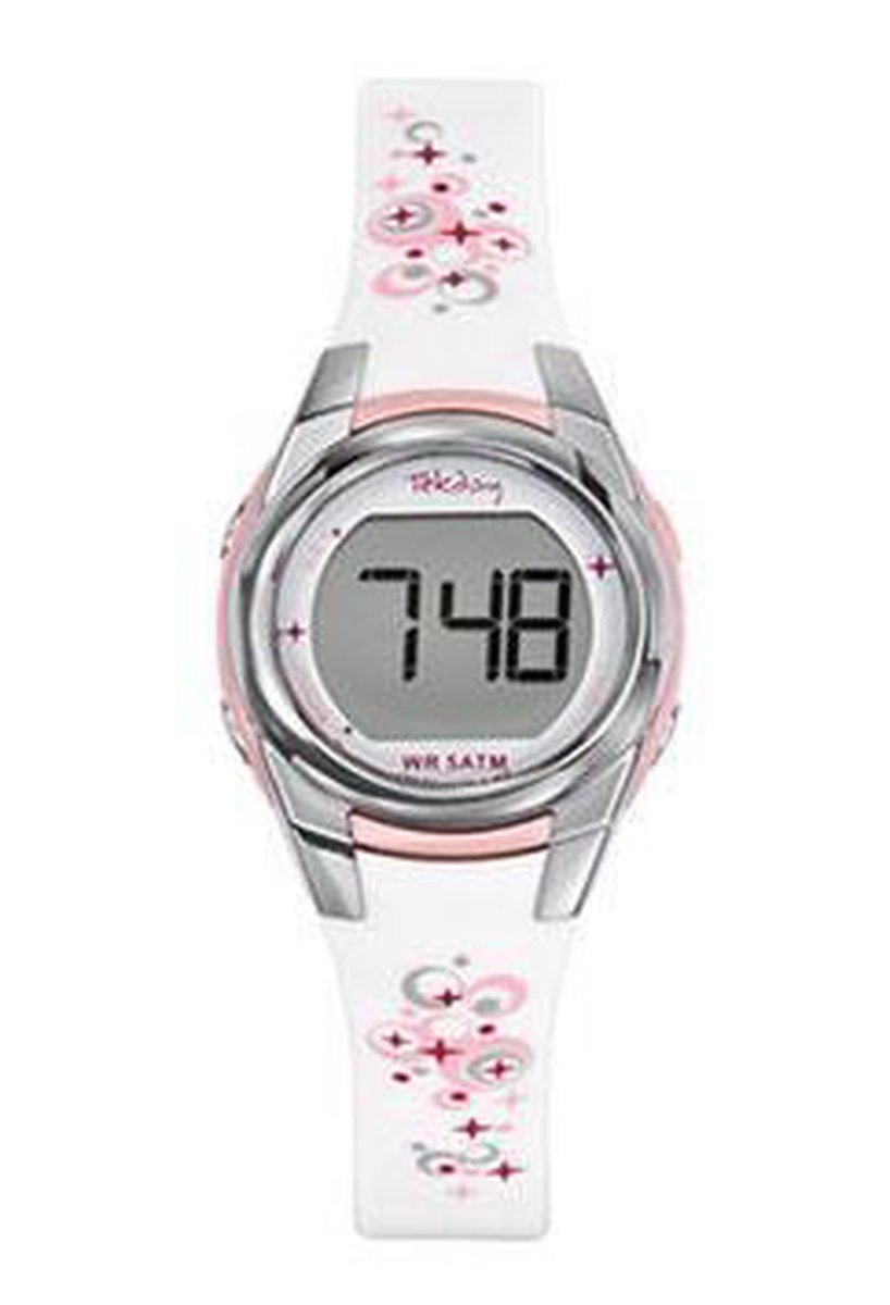 Tekday 653608 digitaal horloge 27 mm 50 meter wit- roze