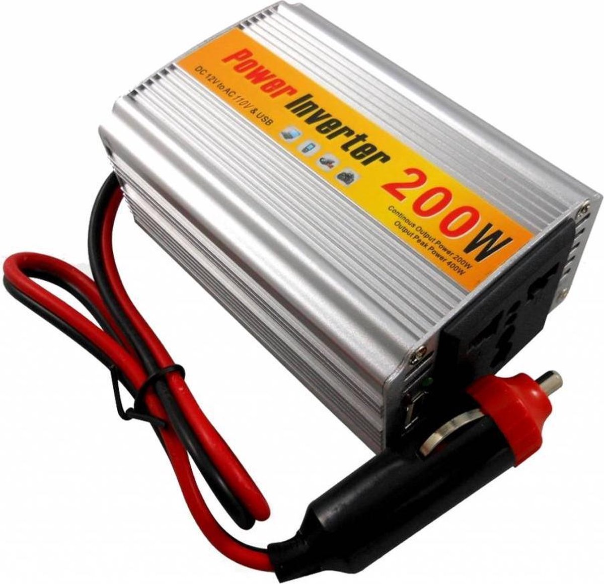 envelop Geld rubber Onzin Auto Power Inverter Omvormer DC 12V naar AC 220V 50hz 200W | bol.com