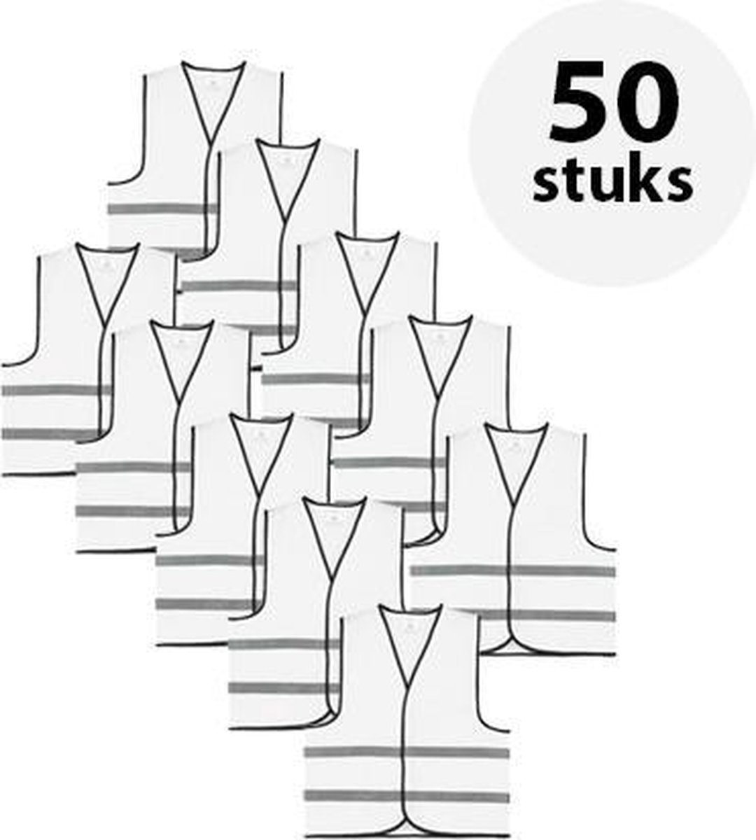 Veiligheidshesje - Veiligheidsvest - Volwassene - Wit - 50 stuks