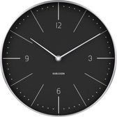 Wall clock Normann numbers black, brushed case
