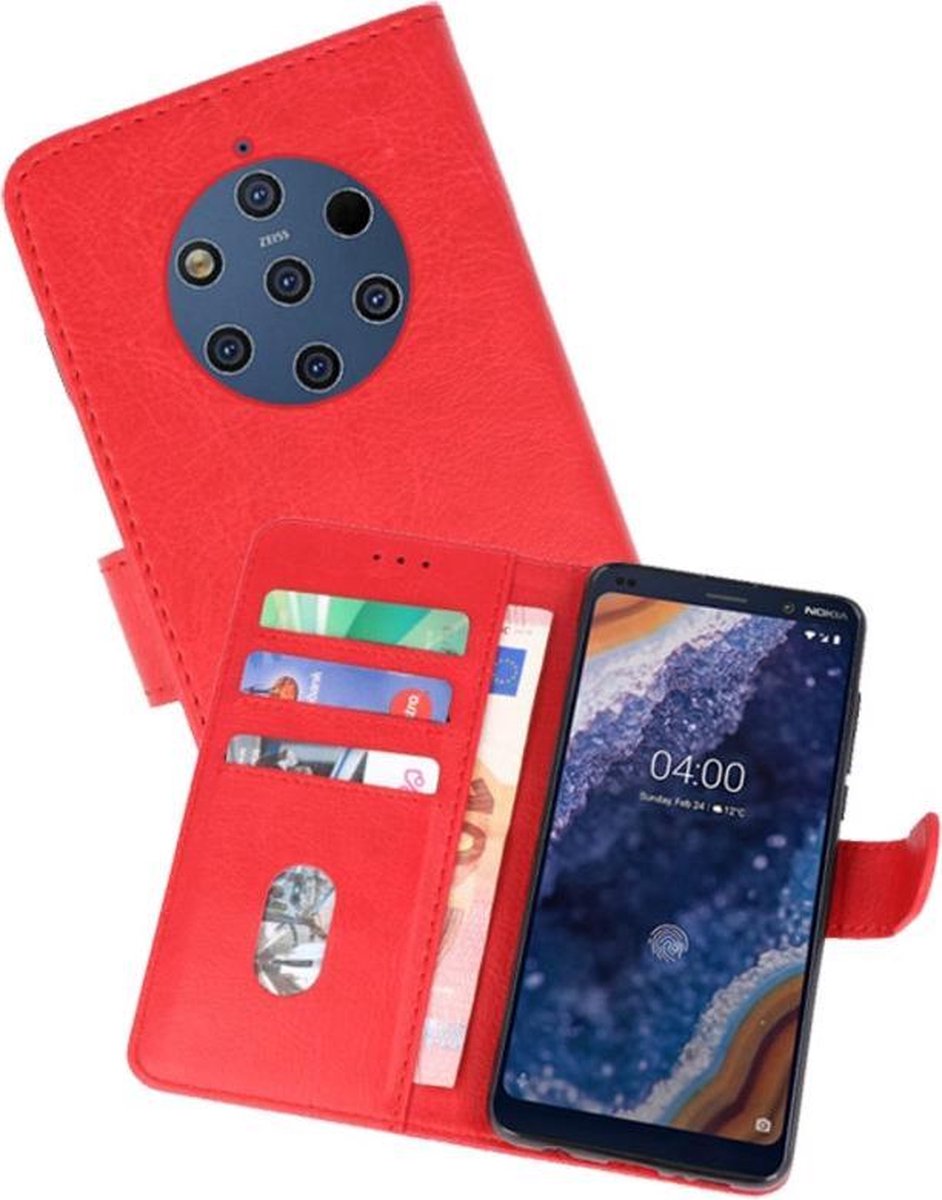 Hoesje Geschikt voor de Nokia 9 PureView - Kaarthouder Book Case Telefoonhoesje - Rood