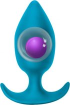 Lola Toys - SpiceItUp! - Insatiable - Buttplug met bewegend balletje - Anaalplug met handgreep- 10.5cm x 4cm - Blauw