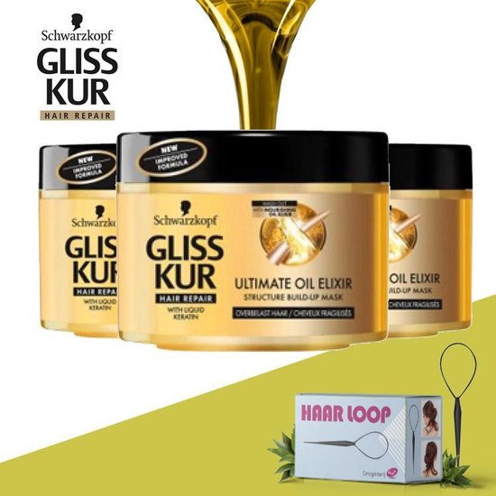 Gliss Kur Therapy Masker Ultimate Repair Oil Elixir 200ml - 3 Pack  Voordeelverpakking... | bol.com