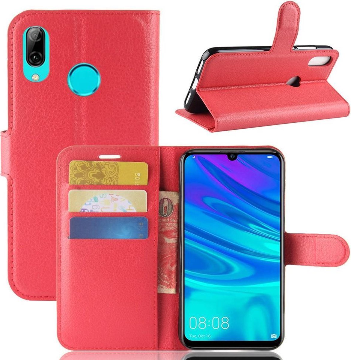 Book Case - Geschikt voor Huawei P30 Lite Hoesje - Rood