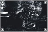 Tuinposter –Rustende Hond– 150x100 Foto op Tuinposter (wanddecoratie voor buiten en binnen)