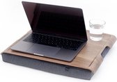 Bosign Laptray (licht) Antislip, schootkussen, schoottafel, laptoptafel, dienblad met kussen Walnoot met houten bovenblad - 46 x 38 x 6,5 cm